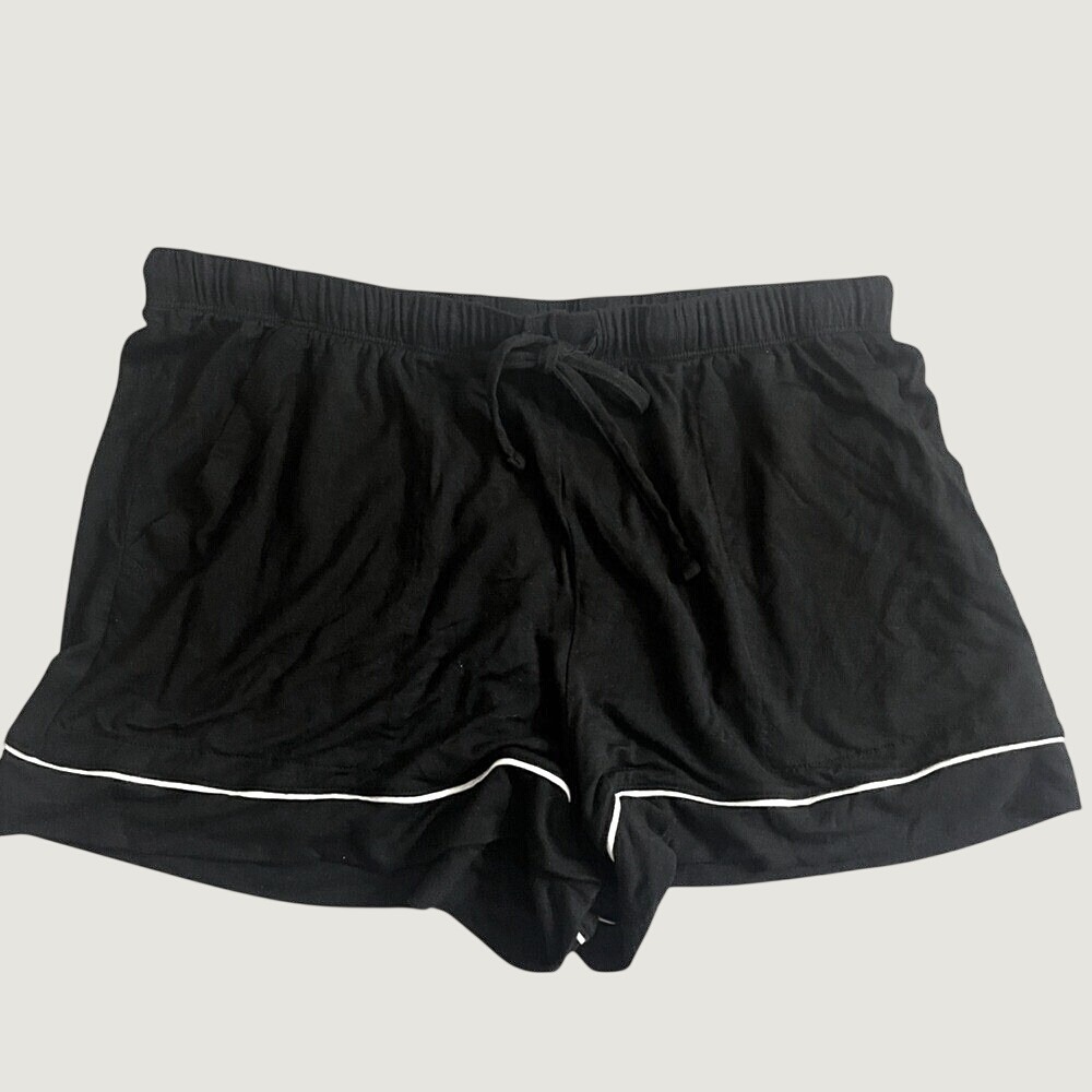 Auden Cloud Knit Pull On Drawstring Pajama Lounge Shorts Womens Medium Black